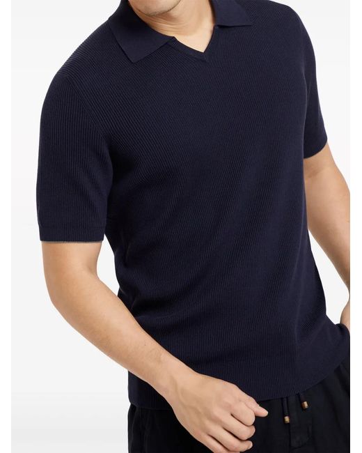 Polo Acanalado De Algodon Brunello Cucinelli de hombre de color Blue