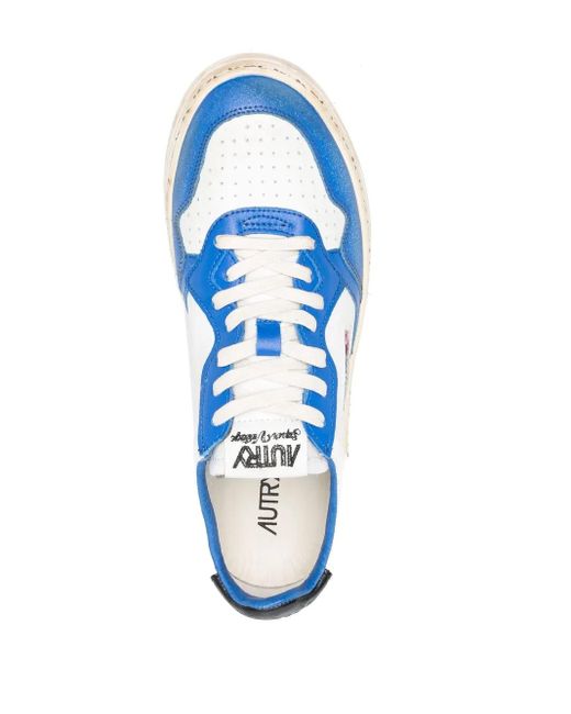 Autry Super Vintage Medalist Low Sneakers In Blue, Black And White Leather for men