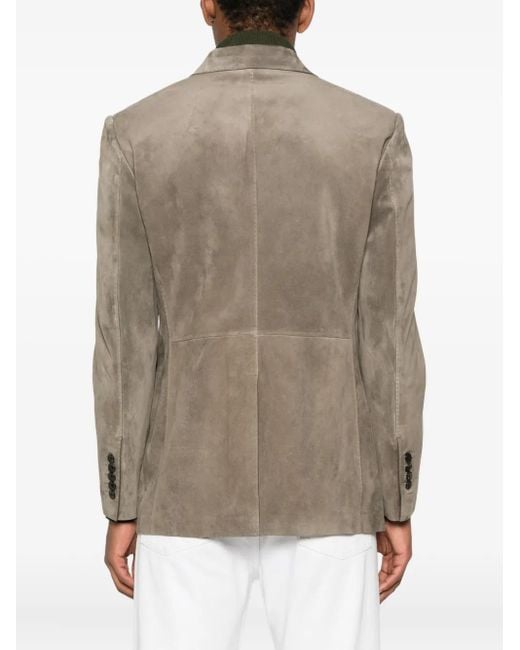 Tom Ford Brown Single-Breasted Suede Blazer for men
