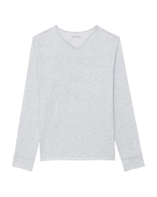 Zadig & Voltaire White Monsatir Henley Button-Detail T-Shirt for men