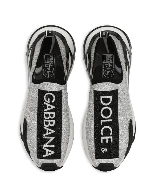 Dolce & Gabbana White Fast Sneakers With Fusible Rhinestones for men