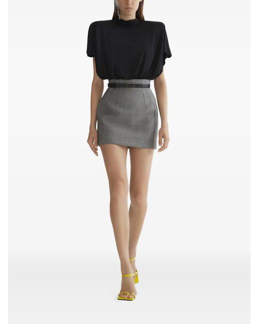 Mugler Gray Checked Mini Skirt