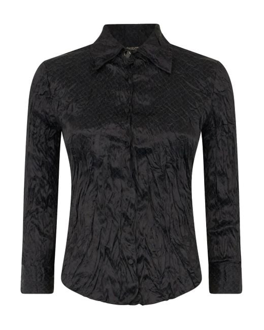 Roberto Cavalli Black Crinkled-Effect Shirt