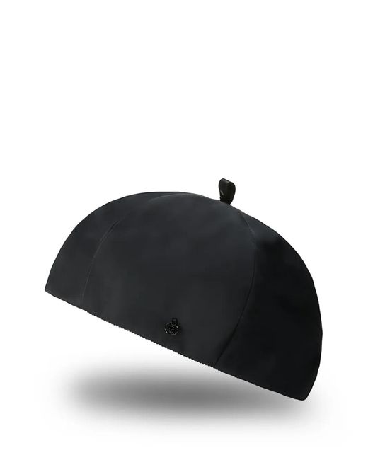 Maison Michel Black Emy Logo-Plaque Beret Hat