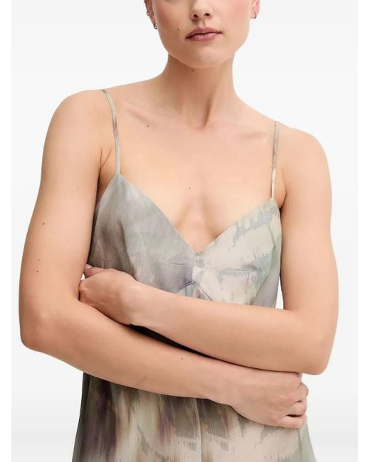Vestido largo con estampado abstracto Sandro Ferrone de color Gray