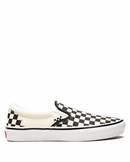 Vans White Skate Slip-On "Checkerboard" Sneakers