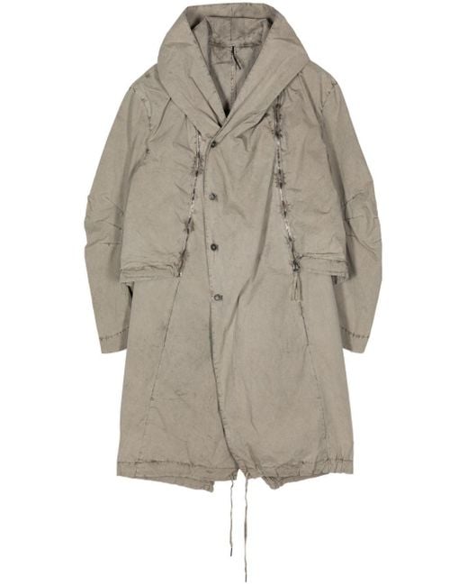 Masnada Gray Layered Hooded Parka Coat for men