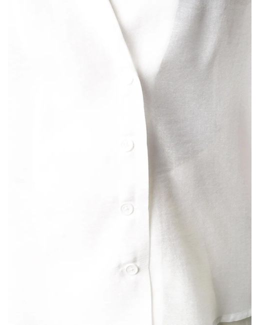 Remain White Balloon-Sleeved Double Breasted Blouse