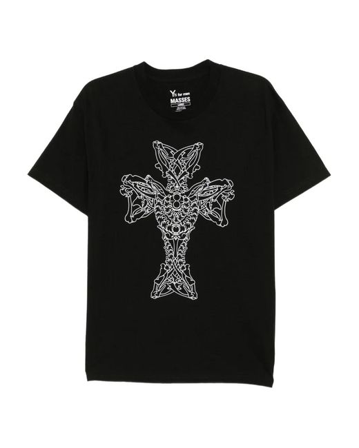 Yohji Yamamoto Black Y's For Masses Cotton Printed T-Shirt for men