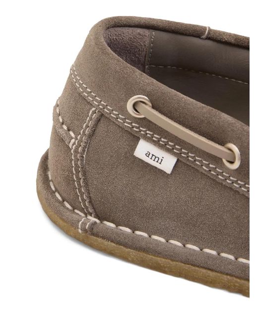 AMI Brown Suede Boat Shoes