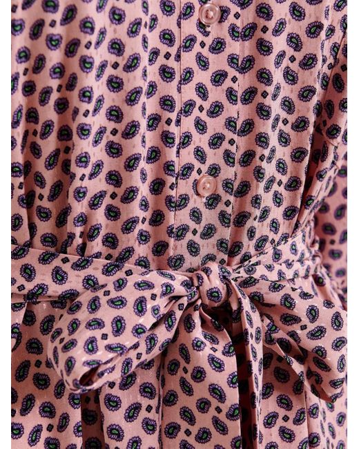 Essentiel Antwerp Purple Geometric-Pattern Ruffle-Hem Maxi Dress