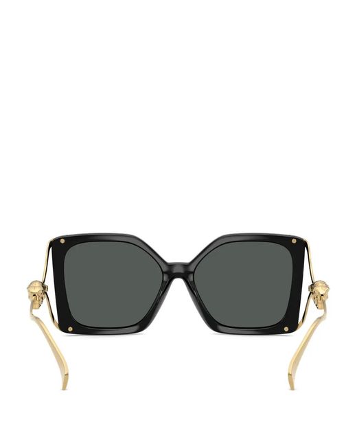 Versace Black Crystal-Embellished Square-Frame Sunglasses