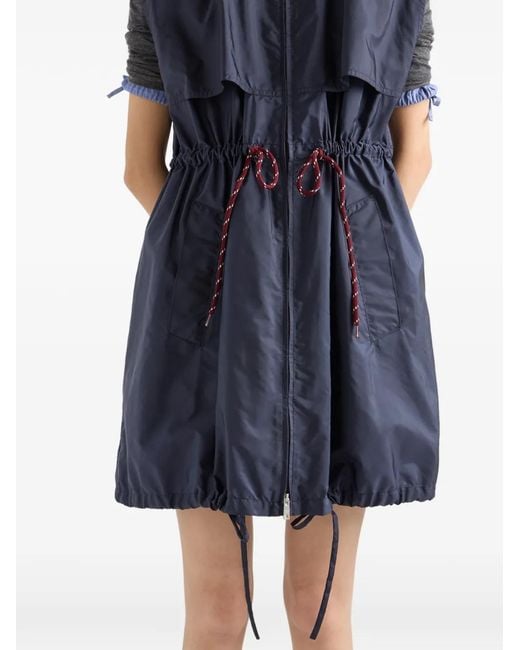 Prada Blue Re-Nylon Sleeveless Drawstring Mini Dress