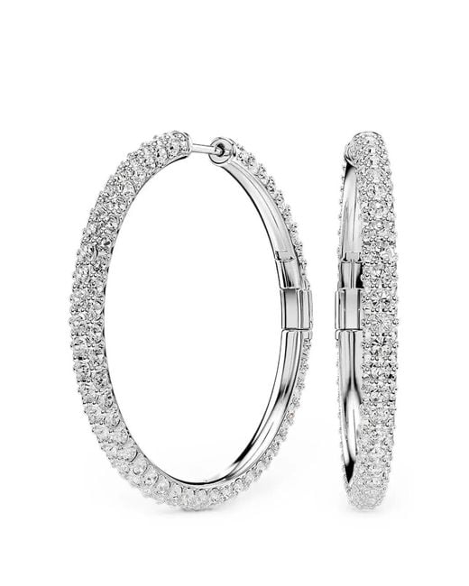 Swarovski White Crystal-Embellished Hoop Earrings