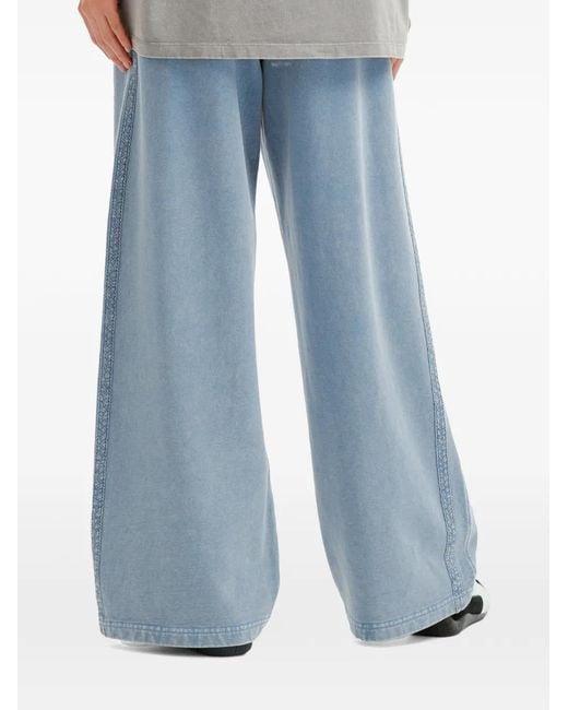 Mini Cream Blue Lace-Trim Drawstring Trousers