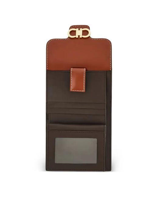 Ferragamo Brown Gancini Compact Wallet