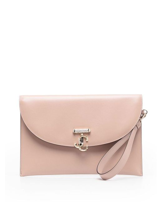 Jimmy Choo Leather Jc Clutch Bag in Pink | Lyst