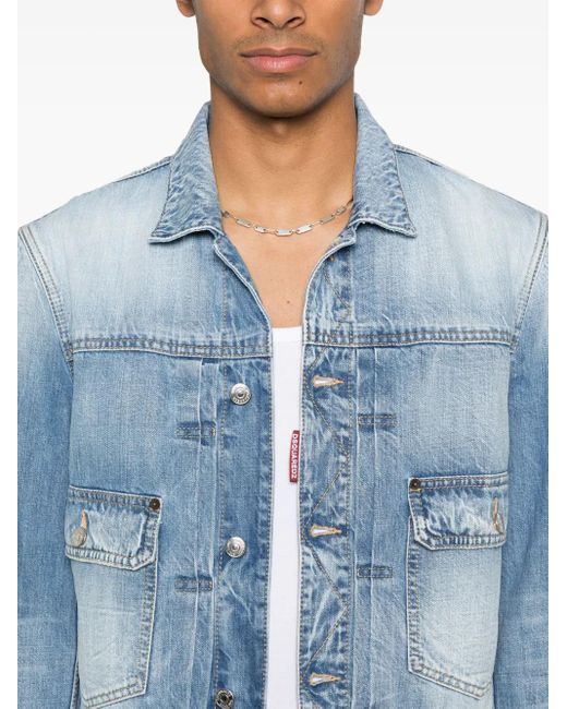 DSquared² Blue 'Heritage' Boxy Denim Jacket for men