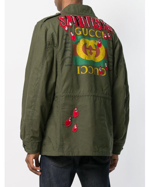 Gucci Military Fake Logo Jacket in Green for Men Lyst Canada