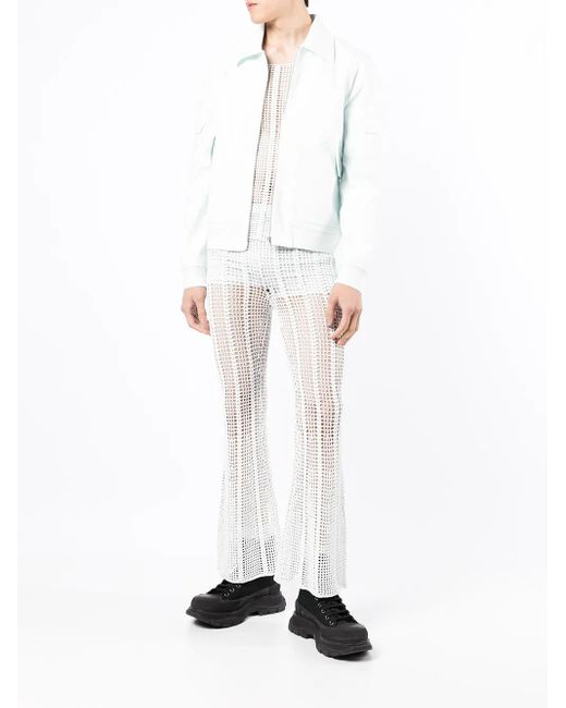 Dion Lee White Zip-Up Fitted Bomber Jacket