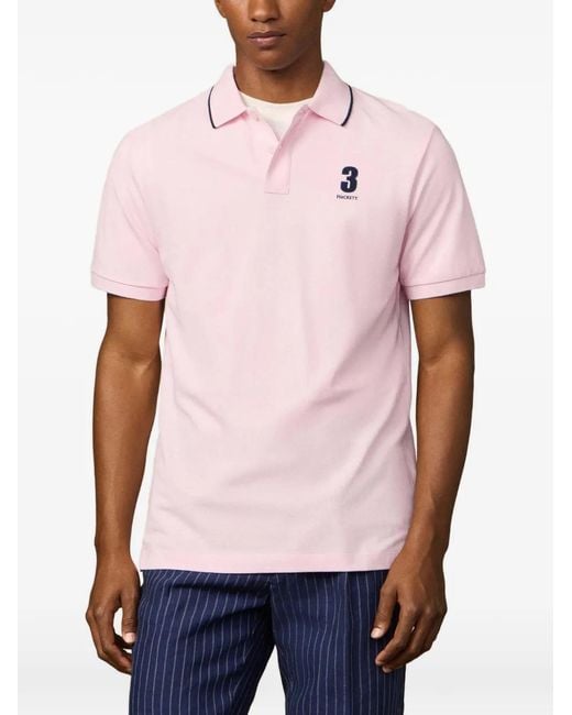 Hackett Pink Heritage Tipped-Trim Polo Shirt for men