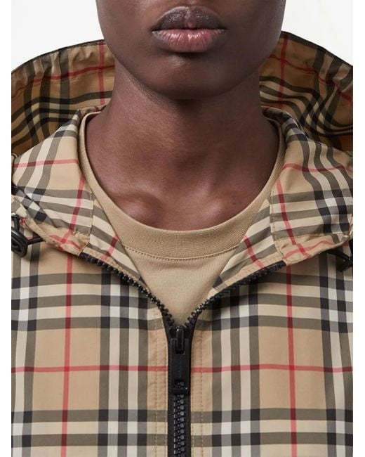 Chaqueta con capucha y motivo Vintage Check Burberry de color Natural