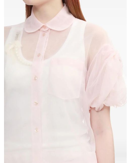 Simone Rocha Blouse Met Pofmouwen En Kraag in het Pink