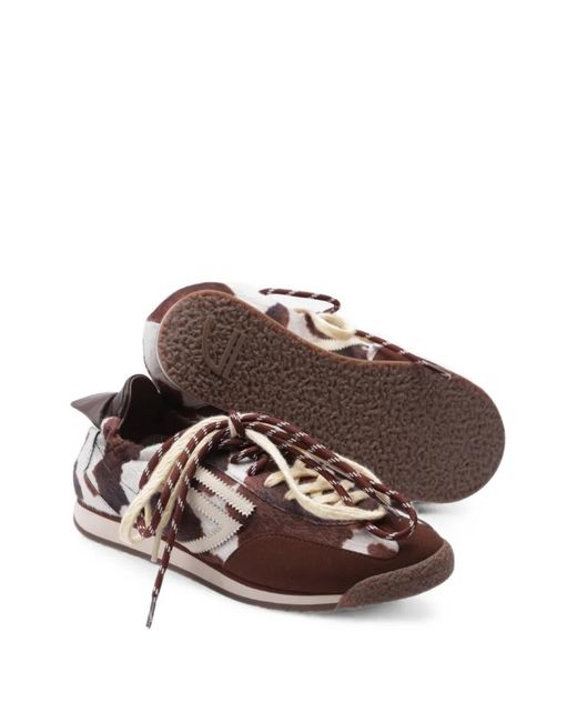 PURAAI Brown Panther Cow-Print Sneakers