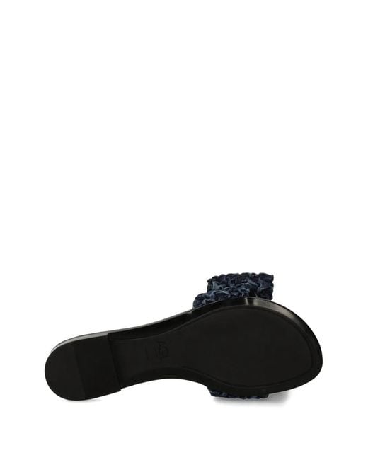 Agl Attilio Giusti Leombruni Black Bow-Embellished Denim Slides