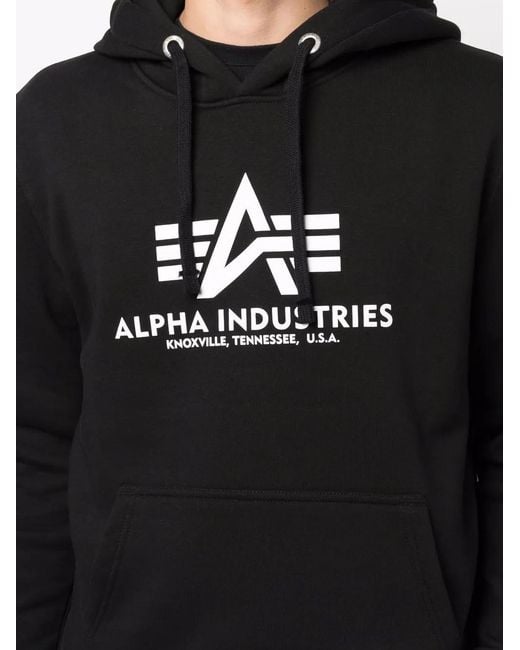 Alpha Industries Black Logo Drawstring Hoodie for men