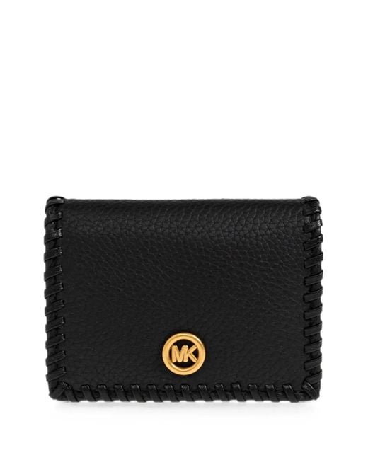 MICHAEL Michael Kors Black Whipstitch Logo-Plaque Card Holder