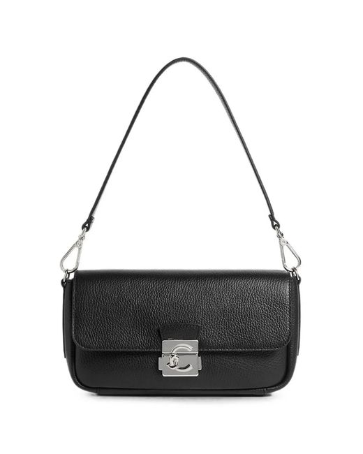 Coccinelle Black C-Me Grainy Leather Medium Shoulder Bag