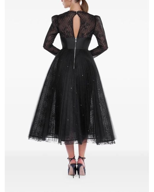 ARAFTU Black Robe Plissée À Empiècement En Dentelle
