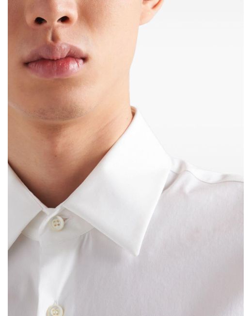 Chemise en coton à manches longues Prada pour homme en coloris White