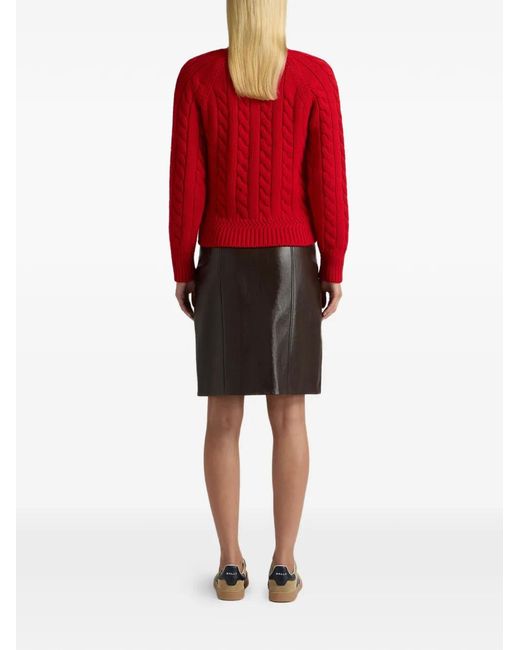Bally Red Cable-Knit Buttoned Cardigan