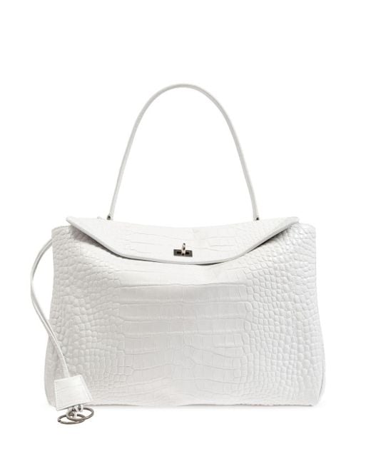 バレンシアガ　BALENCIAGA　RODEO　ホワイト クロコダイル風　トート Balenciaga Large Rodeo Croc-Embossed Tote Bag in White | Lyst