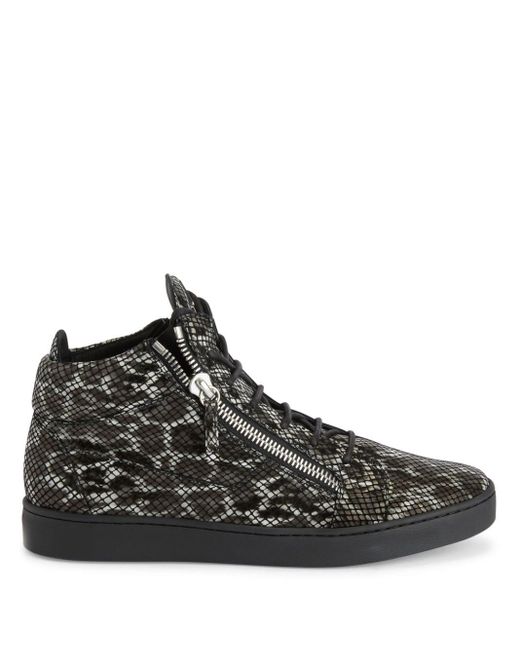 Giuseppe Zanotti Black Kriss Leopard-print Hi-top Sneakers for men