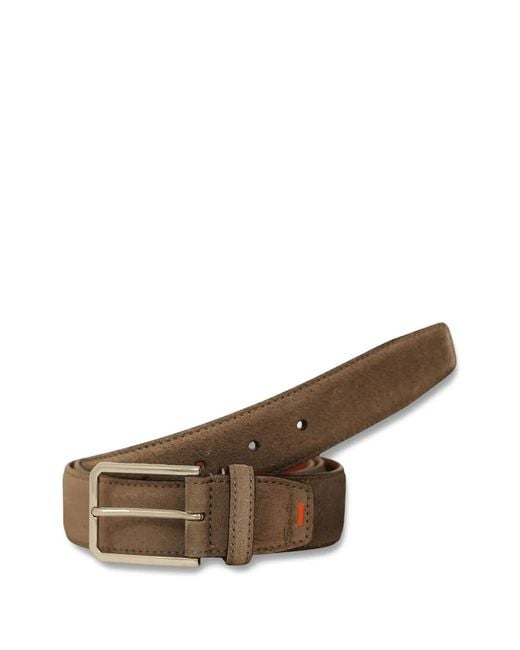 Santoni Brown Suede Buckle Belt for men