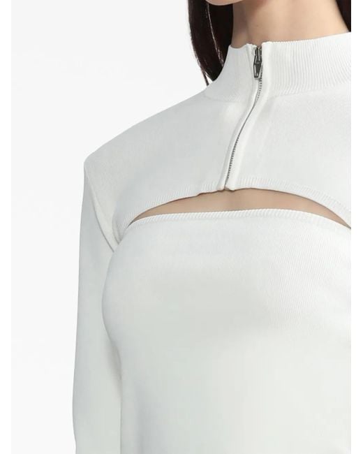 Juun.J White High-Neck Zipped Jumper