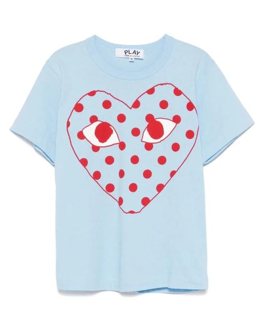 COMME DES GARÇONS PLAY Blue Heart-Print T-Shirt