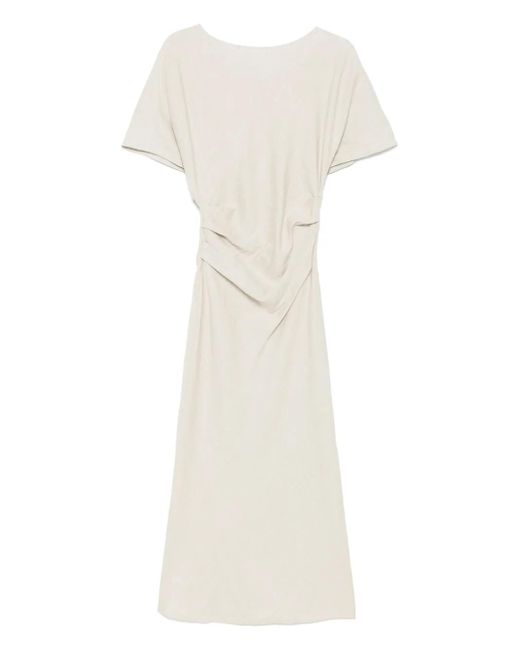 Staud Amelie Linen Midi -jurk Natuurlijk in het White