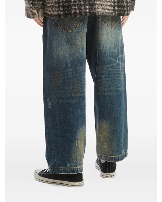 AFTERMATHS Blue Patchwork Jeans for men
