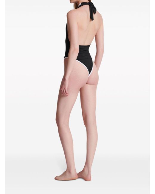 Balmain Black Button-embellished Swimsuit