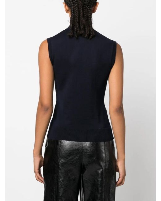 Sportmax Black Roll-Neck Virgin-Wool Vest