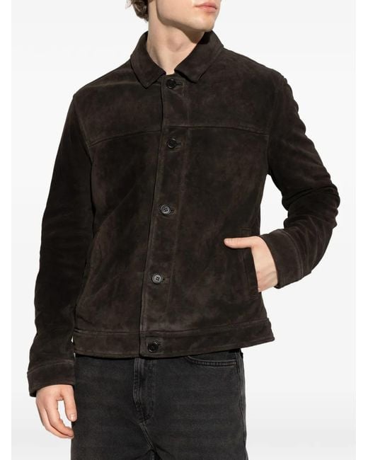 AllSaints Black Nates Button-Up Jacket for men