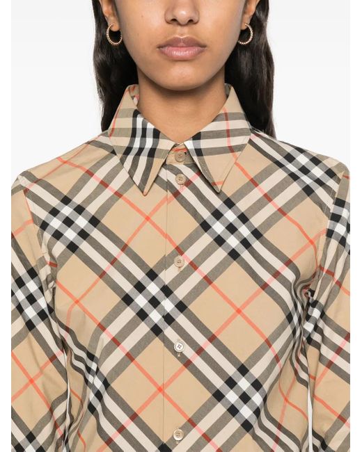 Burberry T -shirt Met Een Vintage Cheque in het Multicolor
