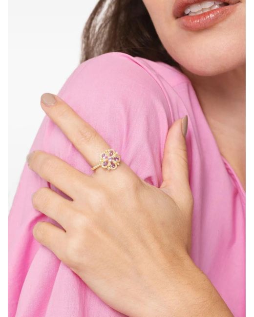 Tanya Farah Pink 18K Jasmine Bloom Sapphire And Diamond Ring