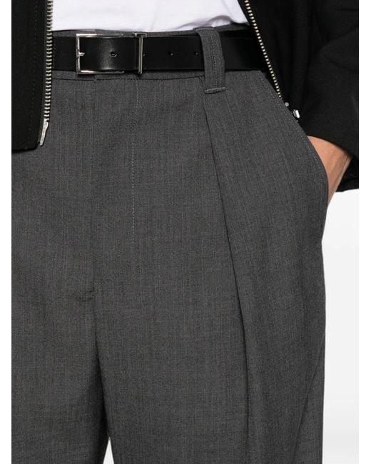 A.P.C. Gray Pleated Straight-Leg Trousers for men
