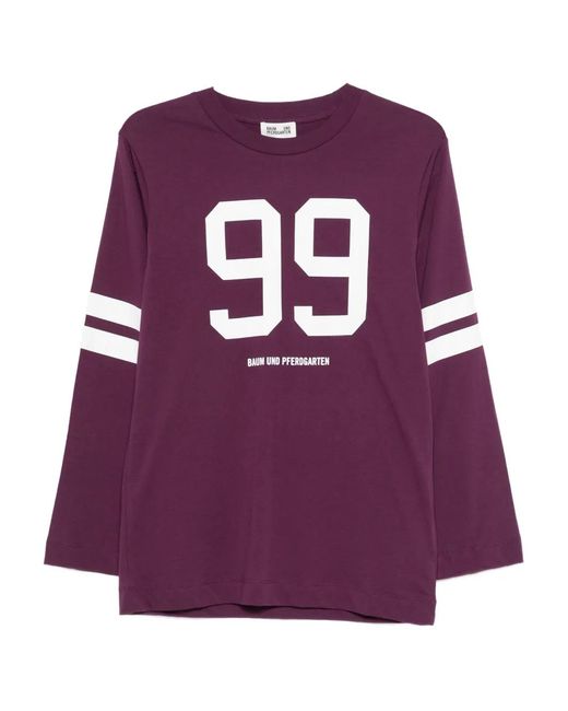 Baum und Pferdgarten Purple Number-Print T-Shirt