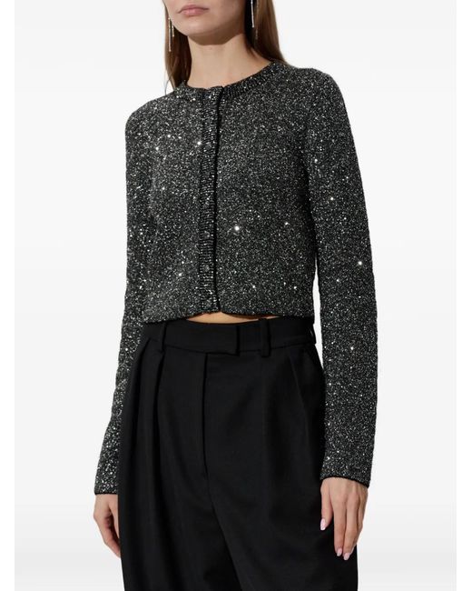 LoveShackFancy Black Sequin-Embellished Cardigan